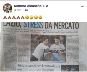 Luis Alberto contro il Messaggero: ecco il post Facebook