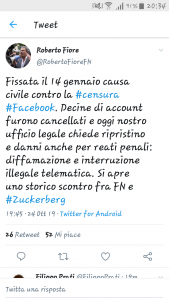 Forza Nuova porta Facebook in tribunale