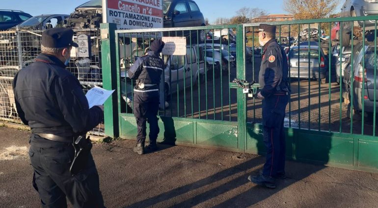 ROMA LAURENTINA 6 impianti di autodemolizione sotto sequestro: 38 indagati