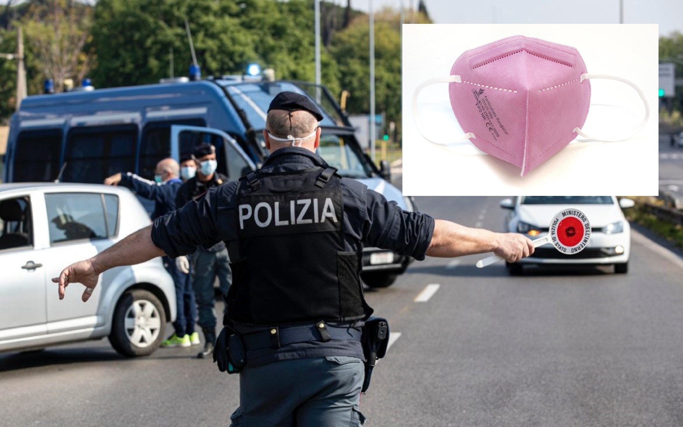 polizia mascherine rosa