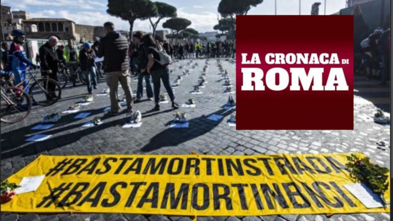 Via dei Fori imperiali accoglie le “scarpe” dei 174 morti sulle strade Romane