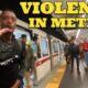 Violento dentro la metro picchia passeggeri e viene difeso da un buonista VIDEO