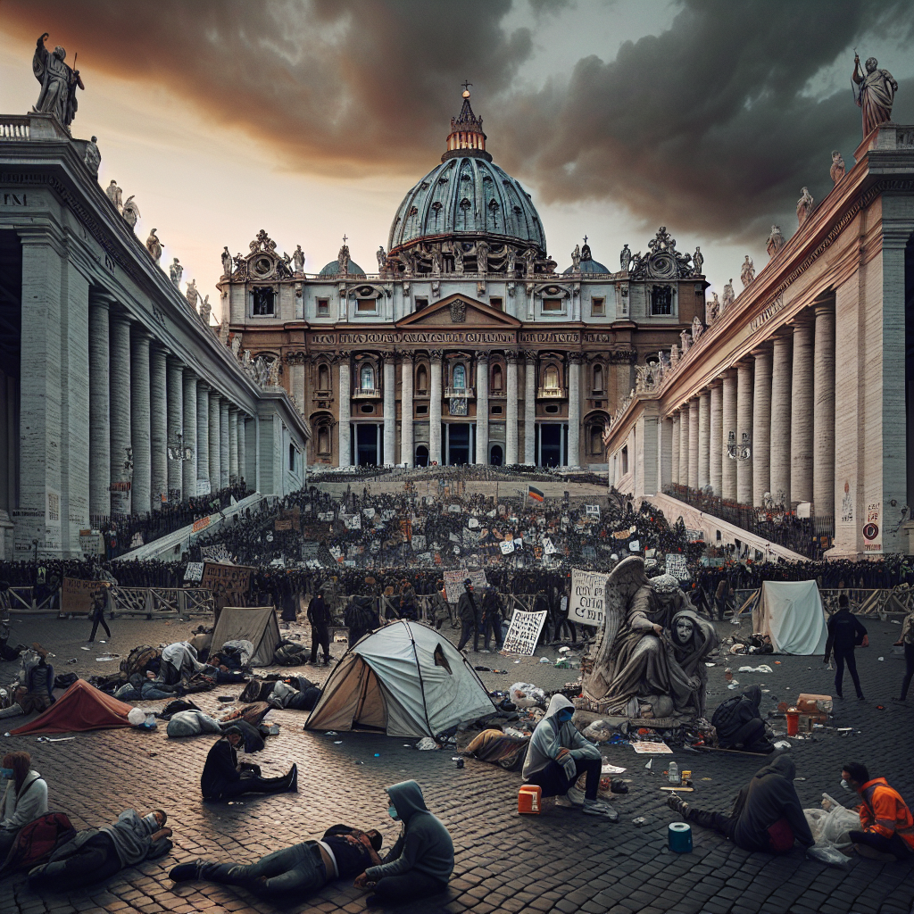 San Pietro, caos e bivacchi: la Rampa del Sangallo ripulita amid tensioni e proteste.