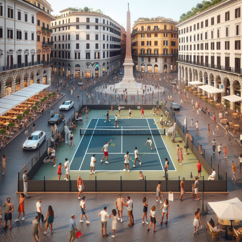Caos a Piazza del Popolo: inaugurato il nuovo campo di tennis, ma è già polemica!