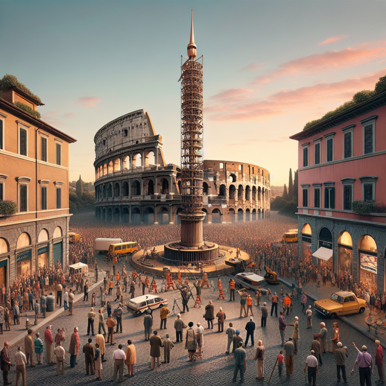 Celio, abbattono l’antenna contestata: il misterioso “obelisco” svanisce vicino al Colosseo!