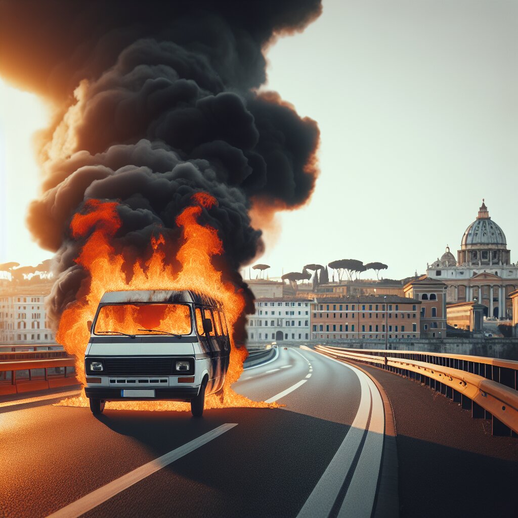 Furgone in fiamme sul raccordo anulare: emergenza e nube nera a Roma!