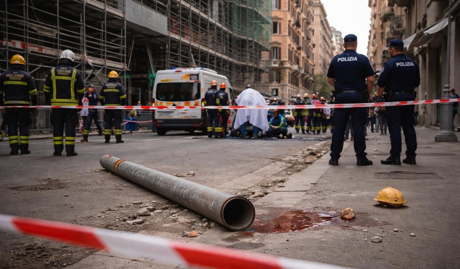 Tubo cade da un’impalcatura: il dramma di via Nemorense riaccende il dibattito sulla sicurezza nei cantieri romani