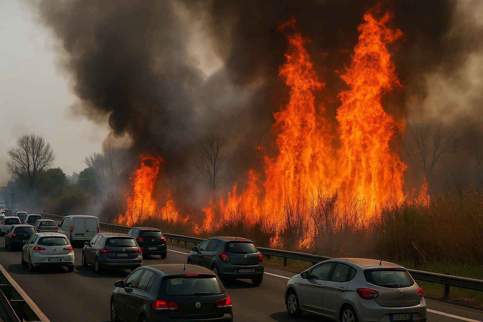 Fiamme sul GRA: incendio spaventa gli automobilisti tra Laurentina e via del Mare Fiamme sul GRA: incendio spaventa gli automobilisti tra Laurentina e via del Mare