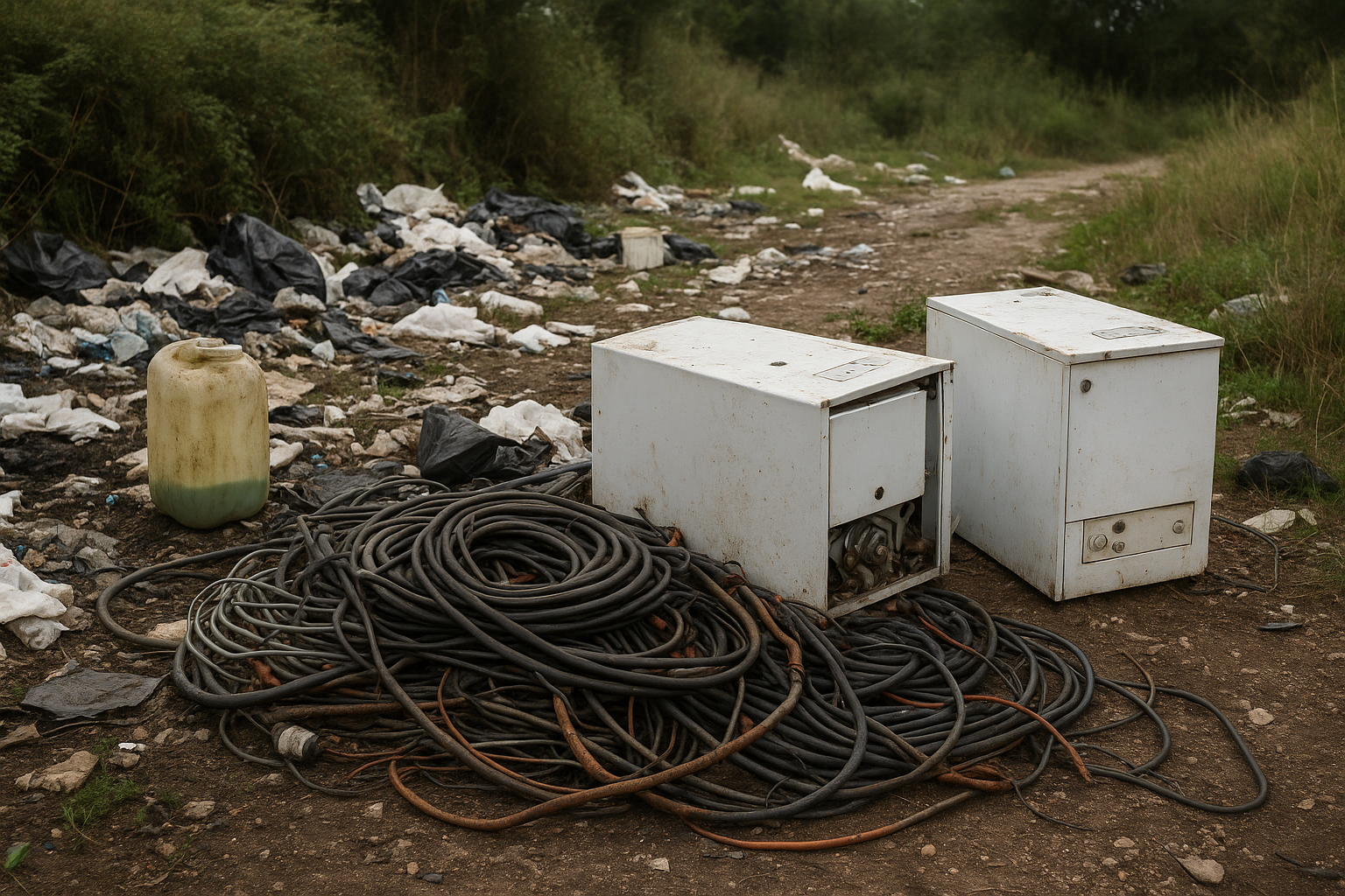 Scoperta una discarica abusiva a Cisterna di Latina: rifiuti tossici tra caldaie e cavi elettrici