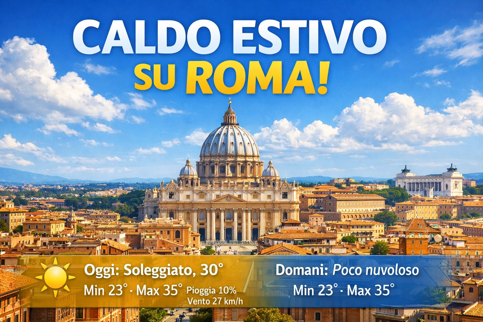 Meteo Roma, previsioni di oggi 25 Giugno 2026