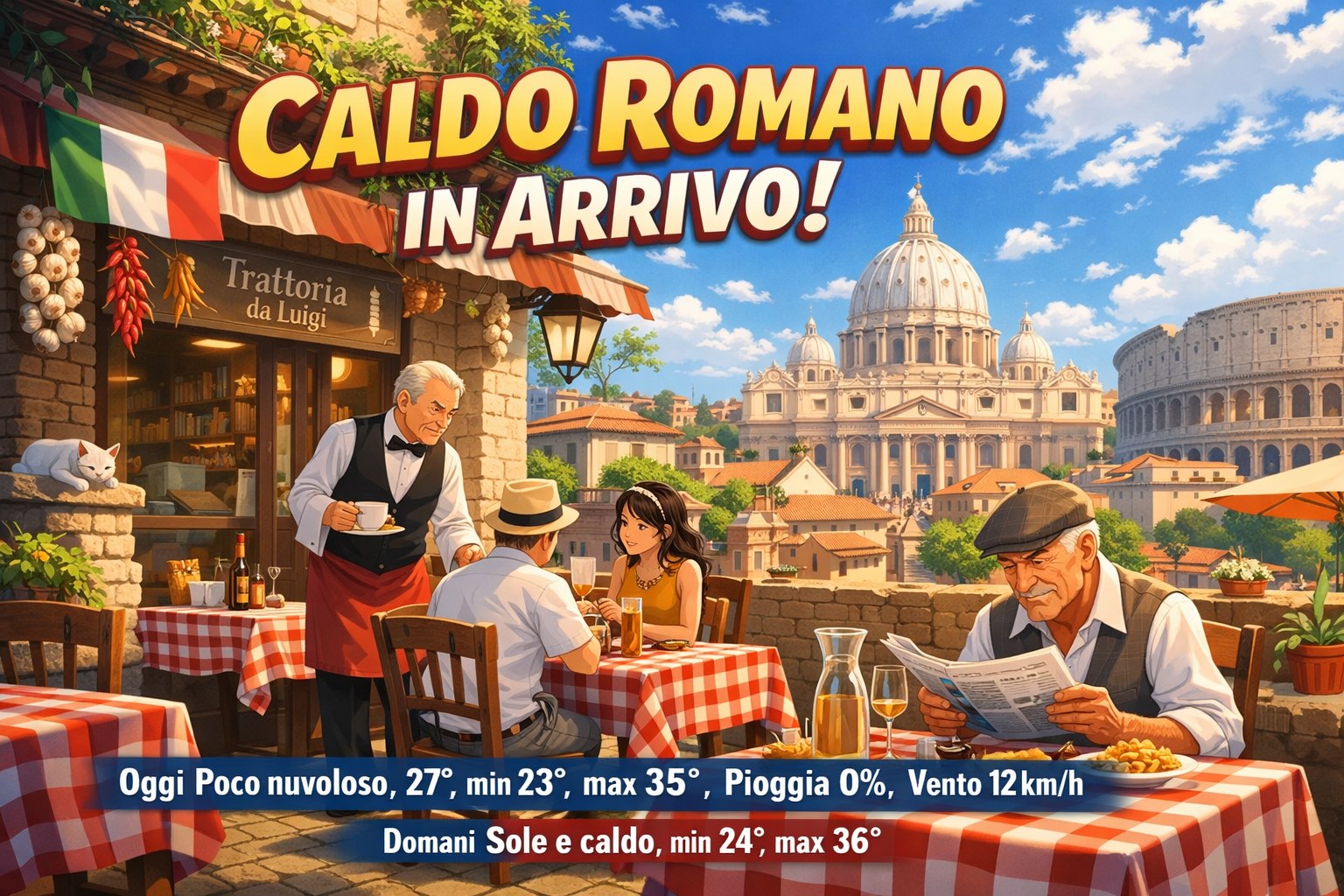 Meteo Roma, previsioni di oggi 26 Giugno 2026