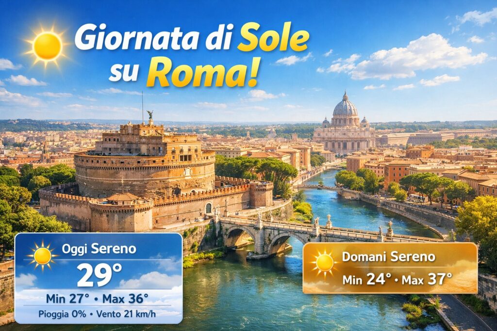 Meteo Roma, previsioni di oggi 27 Giugno 2026