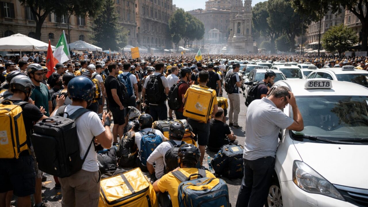 Caldo estremo a Roma: sciopero dei rider e ristori per i tassisti, il lavoro ai tempi del clima