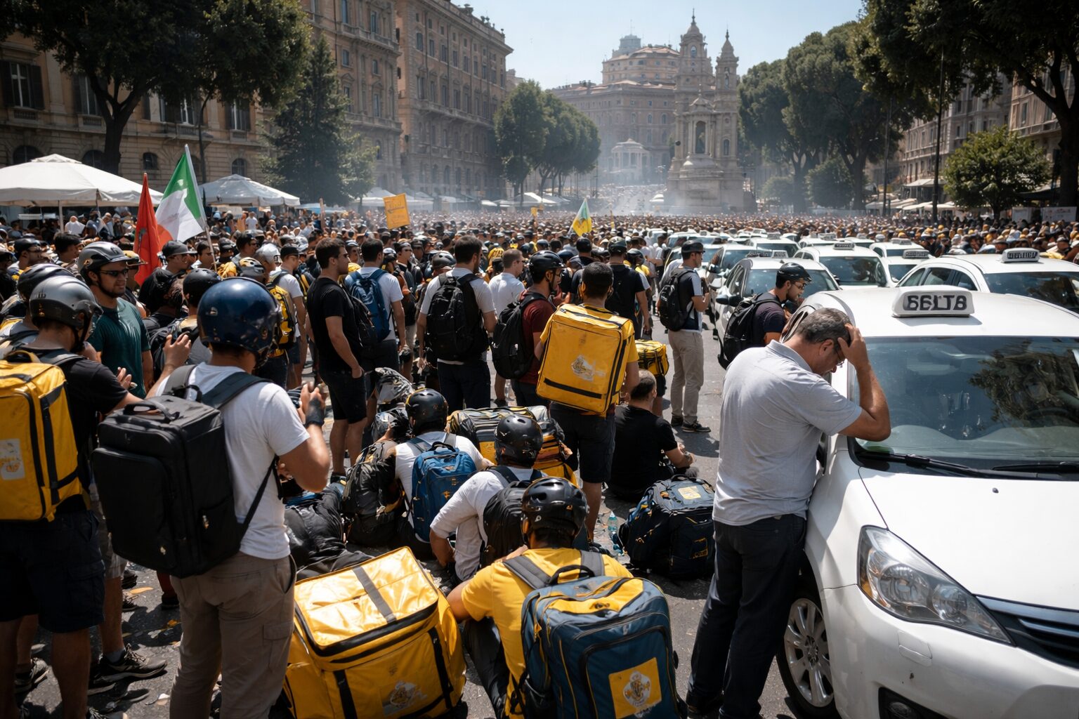Caldo estremo a Roma: sciopero dei rider e ristori per i tassisti, il lavoro ai tempi del clima