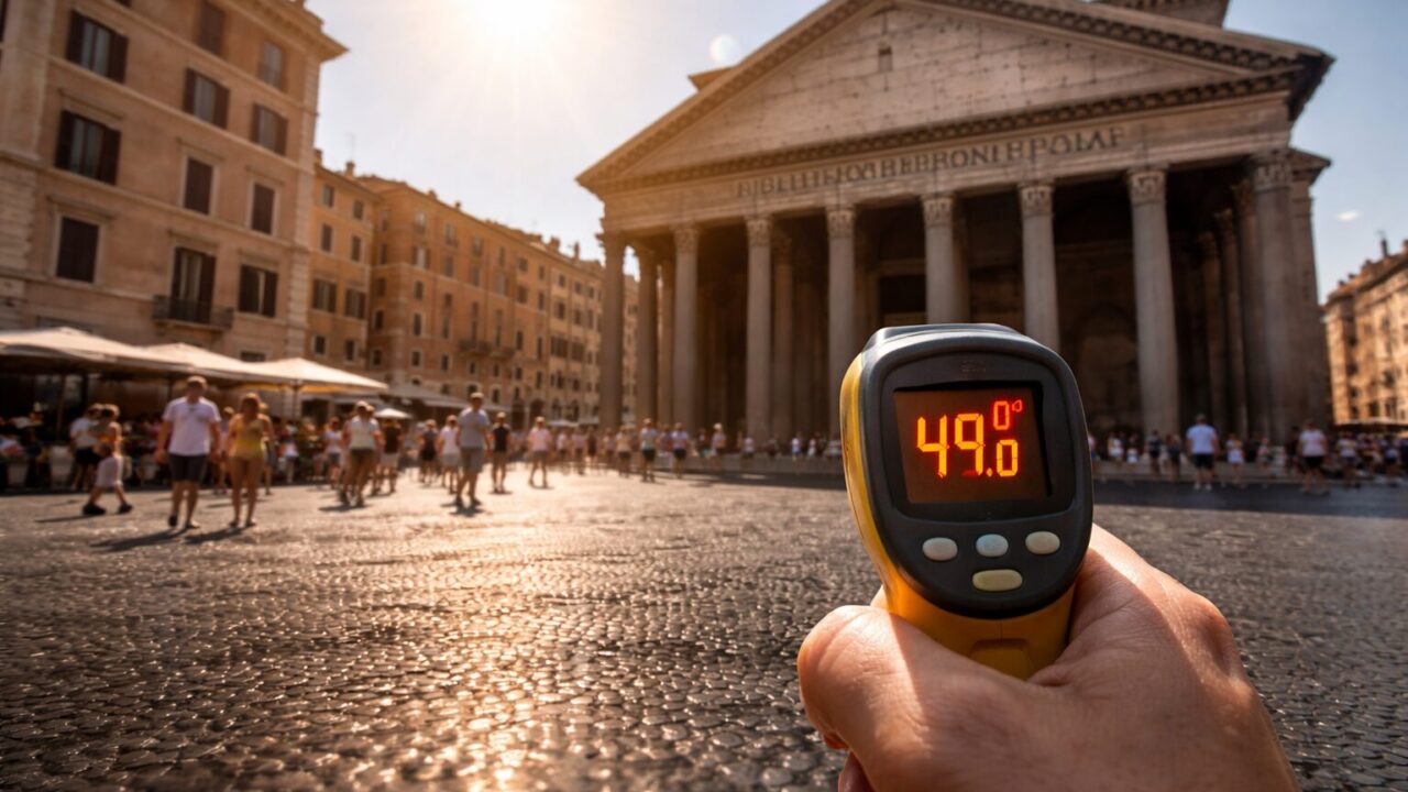 Caldo record a Roma: 49 gradi sull’asfalto, ci si prepara a un’estate da incubo?