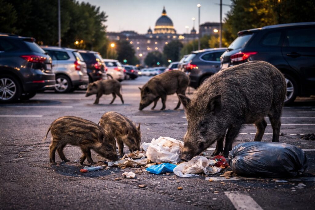 Cinghiali a Roma: il rischio di una fauna selvaggia sempre più urbana