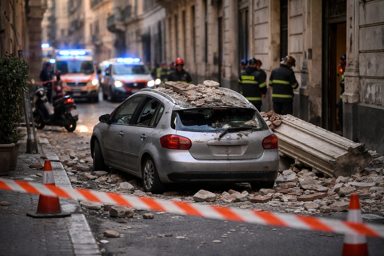 Crollo di cornicione in via Roma: un incidente che mette in luce la sicurezza degli edifici storici