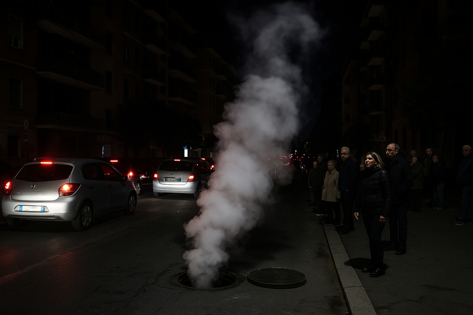 Fumo da un tombino a Centocelle: traffico bloccato e luce spenta, i residenti in allerta