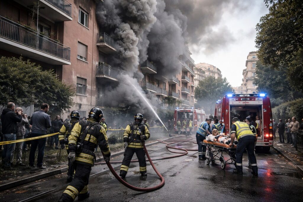 Fumi tossici e paura: incendio a Roma mette in crisi la sicurezza di via Chiusdino
