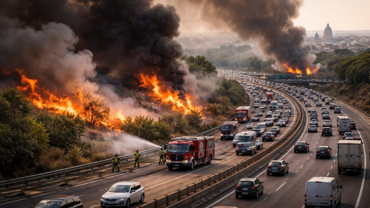 Incendi a Roma: la città in fiamme mette a rischio la viabilità sul Raccordo