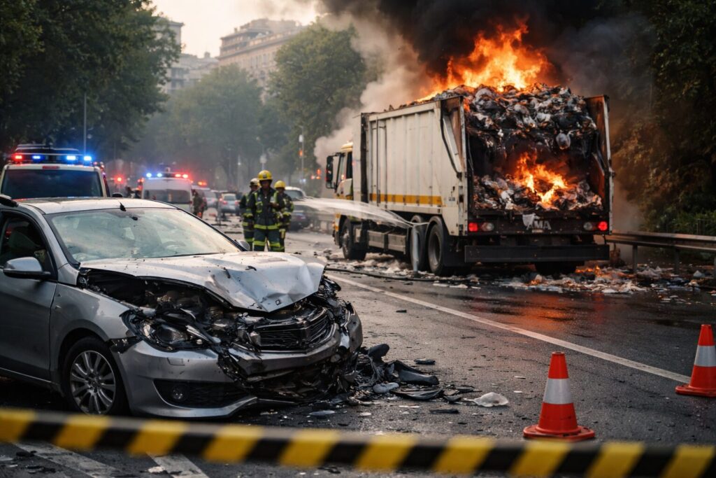 Incendio sul camion AMA a Roma: un incidente che mette a nudo le inefficienze nella raccolta dei rifiuti
