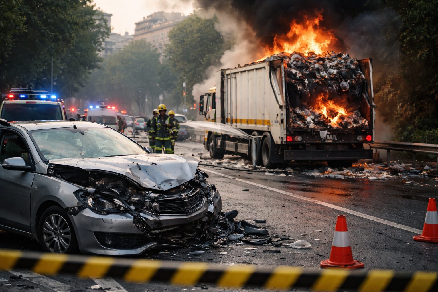Incendio sul camion AMA a Roma: un incidente che mette a nudo le inefficienze nella raccolta dei rifiuti