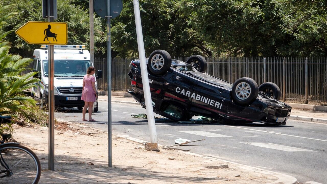Incidente a Fregene: auto dei carabinieri si ribalta, riflettori sulla sicurezza stradale