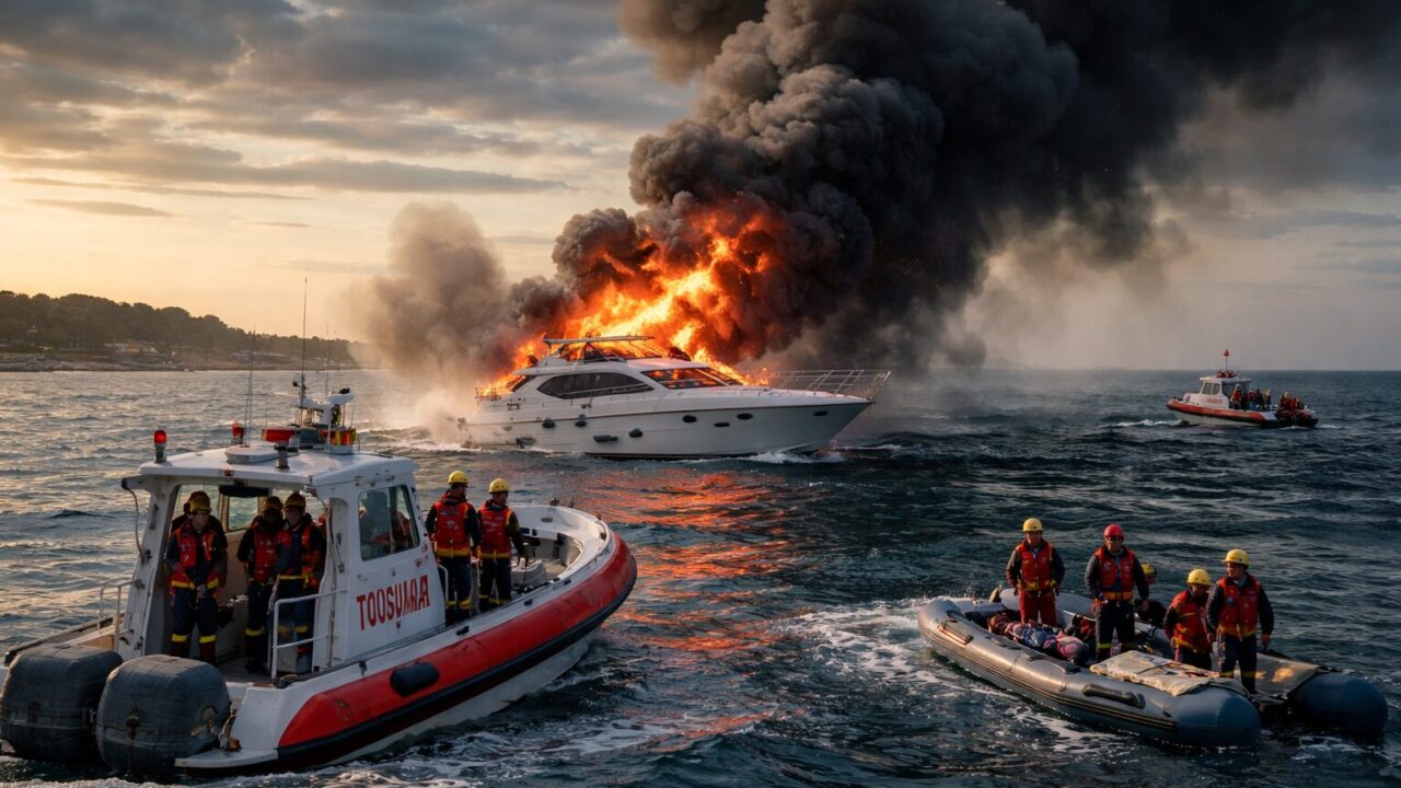 Incidenti marittimi a Roma: fuoco e paura al largo di Tor San Lorenzo