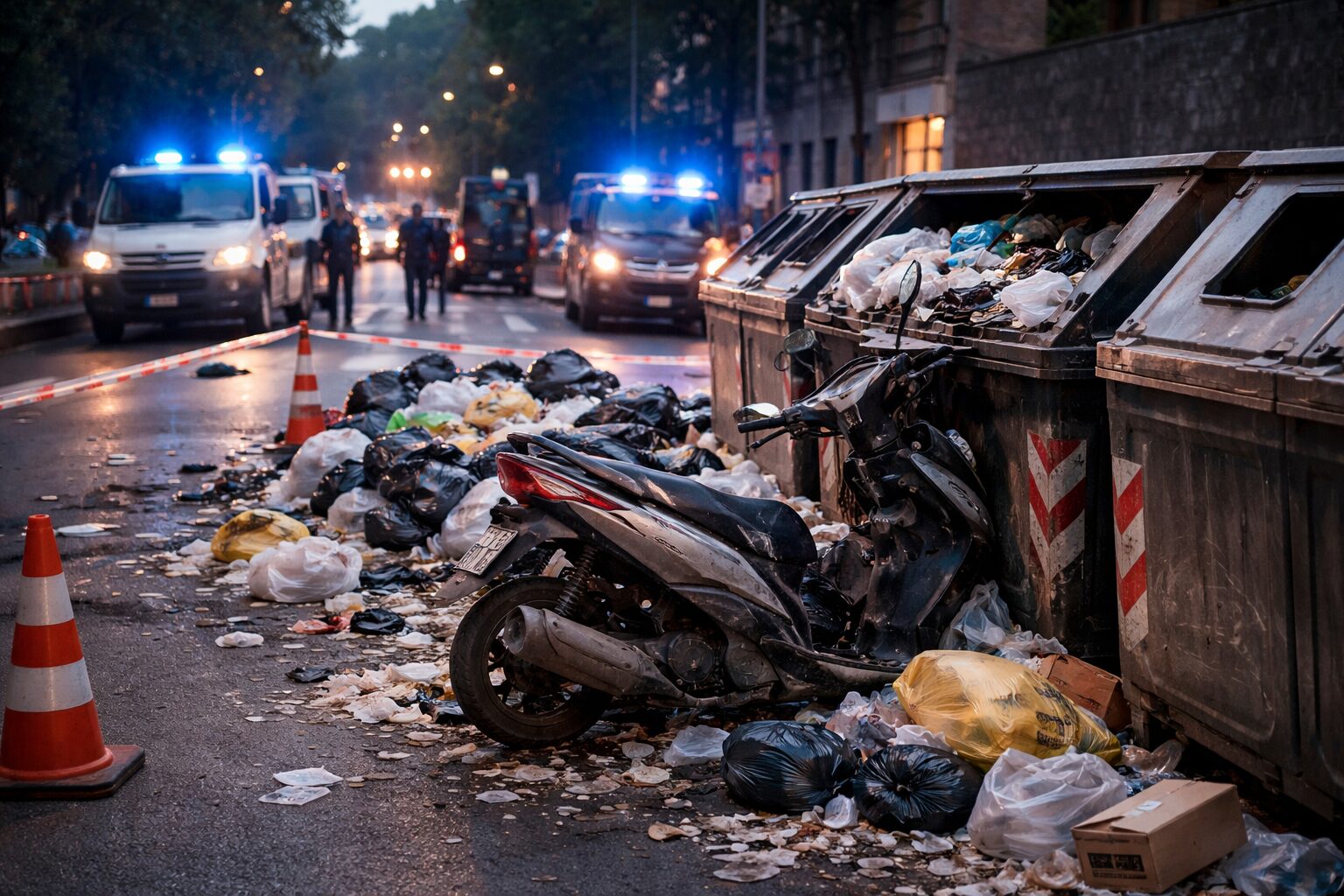 La follia del motorino nei cassonetti: Roma paralizzata dalla spazzatura