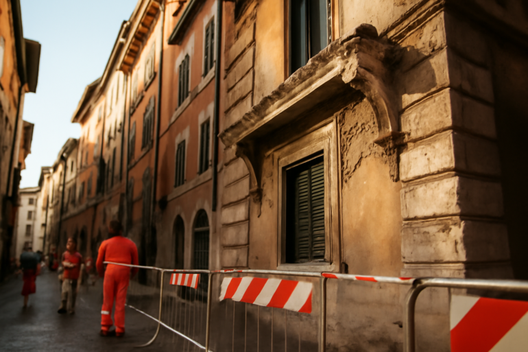 Via Roma, il cornicione che crolla: quando la manutenzione diventa sicurezza