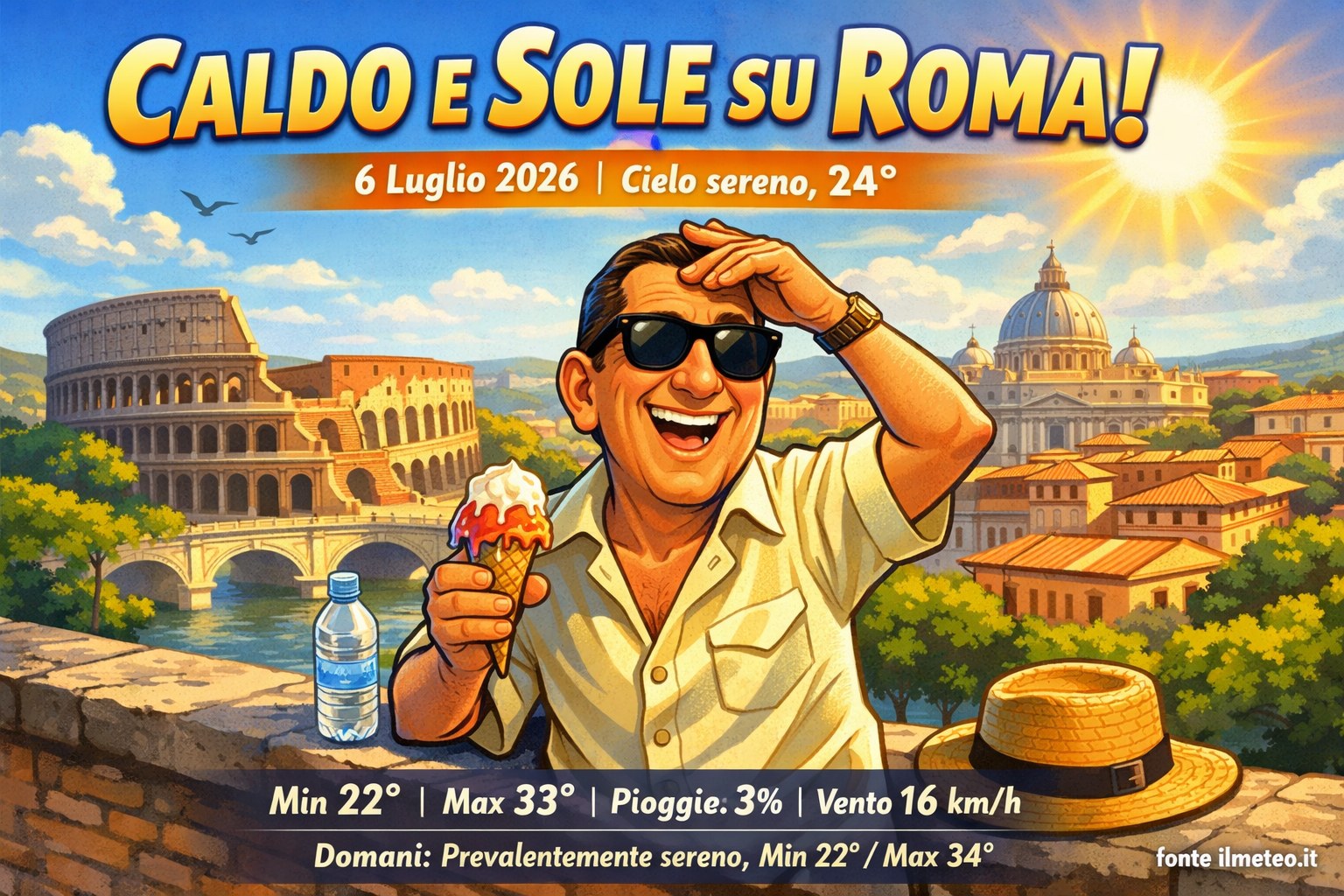 Meteo Roma, previsioni di oggi 6 Luglio 2026