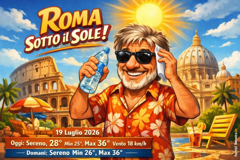 Meteo Roma, previsioni di oggi 19 Luglio 2026: sereno
