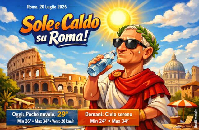 Meteo Roma, previsioni di oggi 20 Luglio 2026: poche nuvole