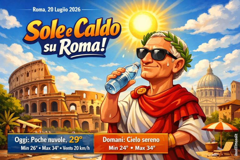 Meteo Roma, previsioni di oggi 20 Luglio 2026: poche nuvole