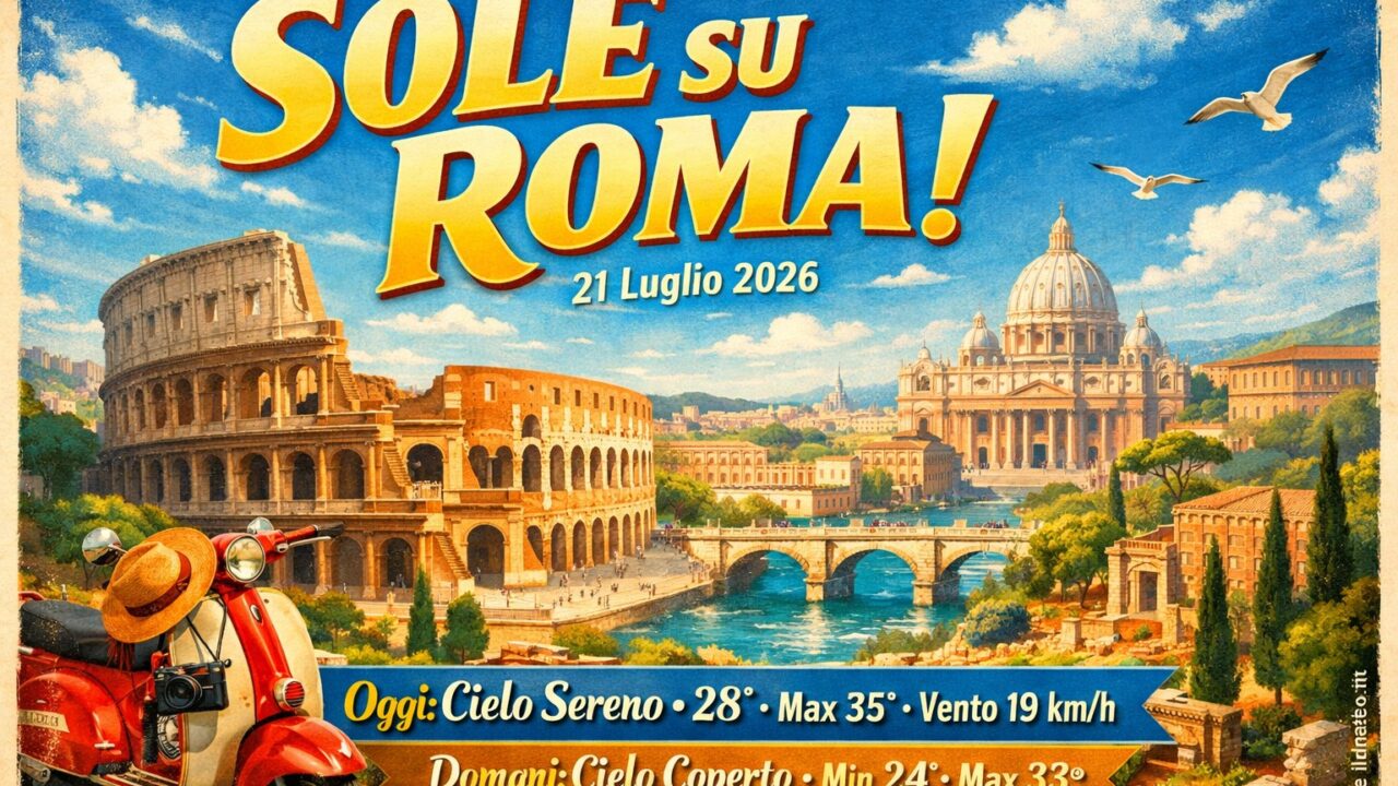 Meteo Roma, previsioni di oggi 21 Luglio 2026: cielo sereno