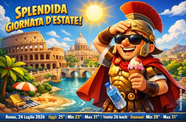 Meteo Roma, previsioni di oggi 24 Luglio 2026: cielo sereno