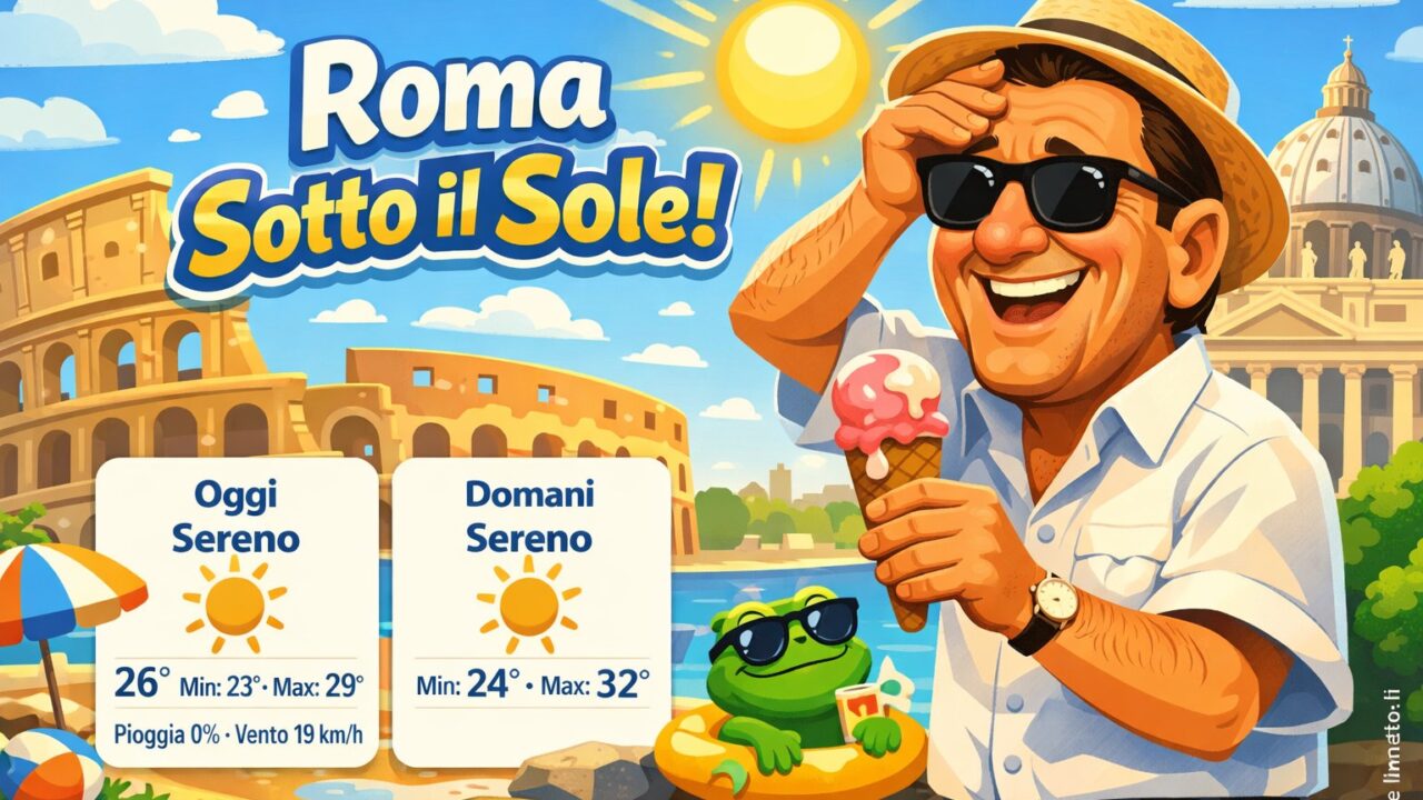 Meteo Roma, previsioni di oggi 25 Luglio 2026: sereno