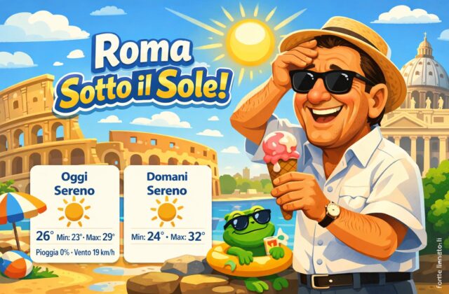Meteo Roma, previsioni di oggi 25 Luglio 2026: sereno