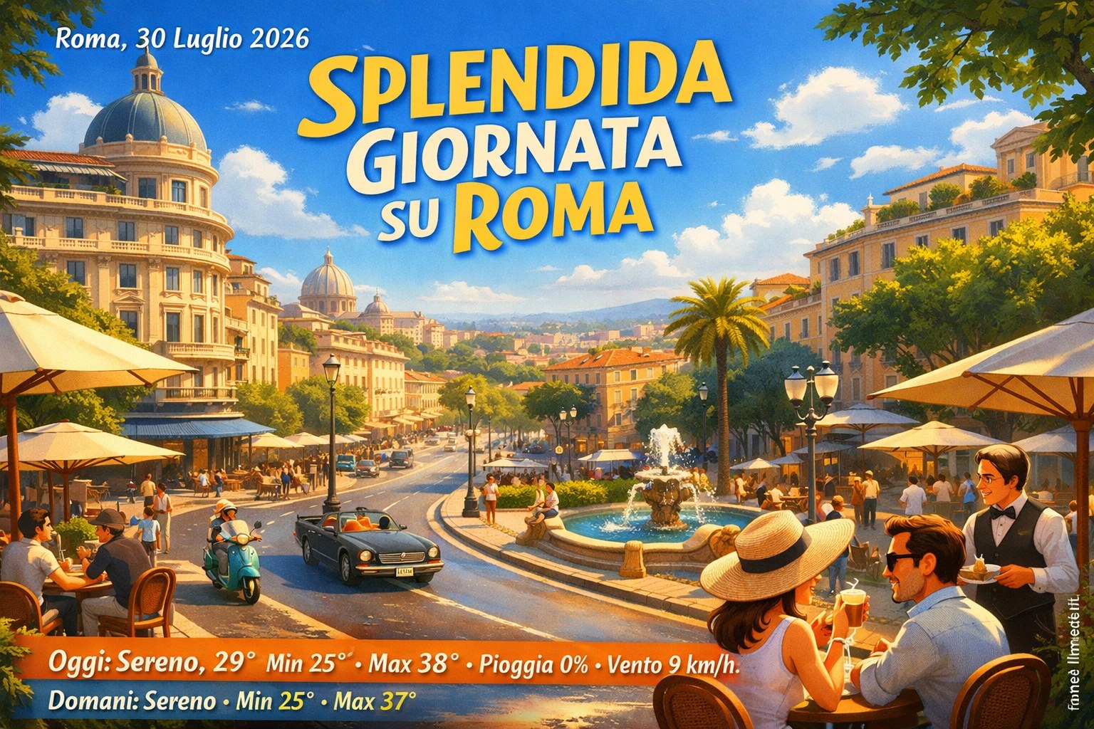 Meteo Roma, previsioni di oggi 30 Luglio 2026: sereno