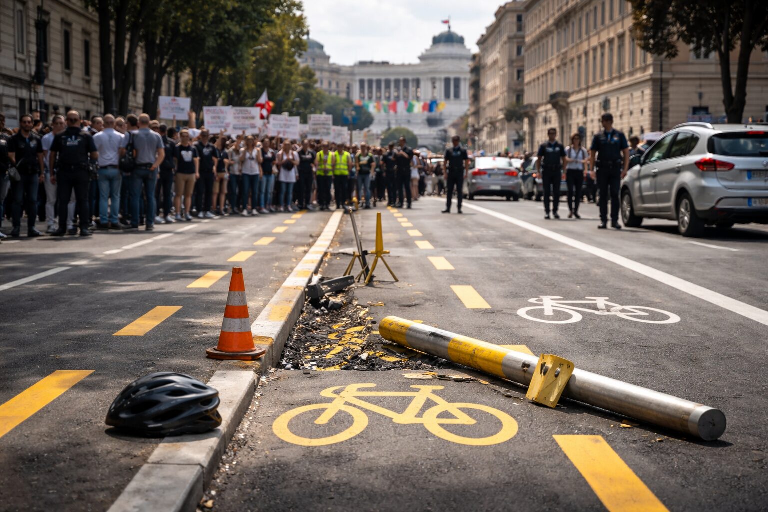 Proteste in via Roma: la sicurezza della nuova pista ciclabile lascia tutti con il fiato sospeso Proteste in via Roma: la sicurezza della nuova pista ciclabile lascia tutti con il fiato sospeso