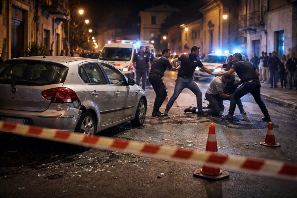 Rissa a Giuliano di Roma: violenza in strada e tre uomini denunciati