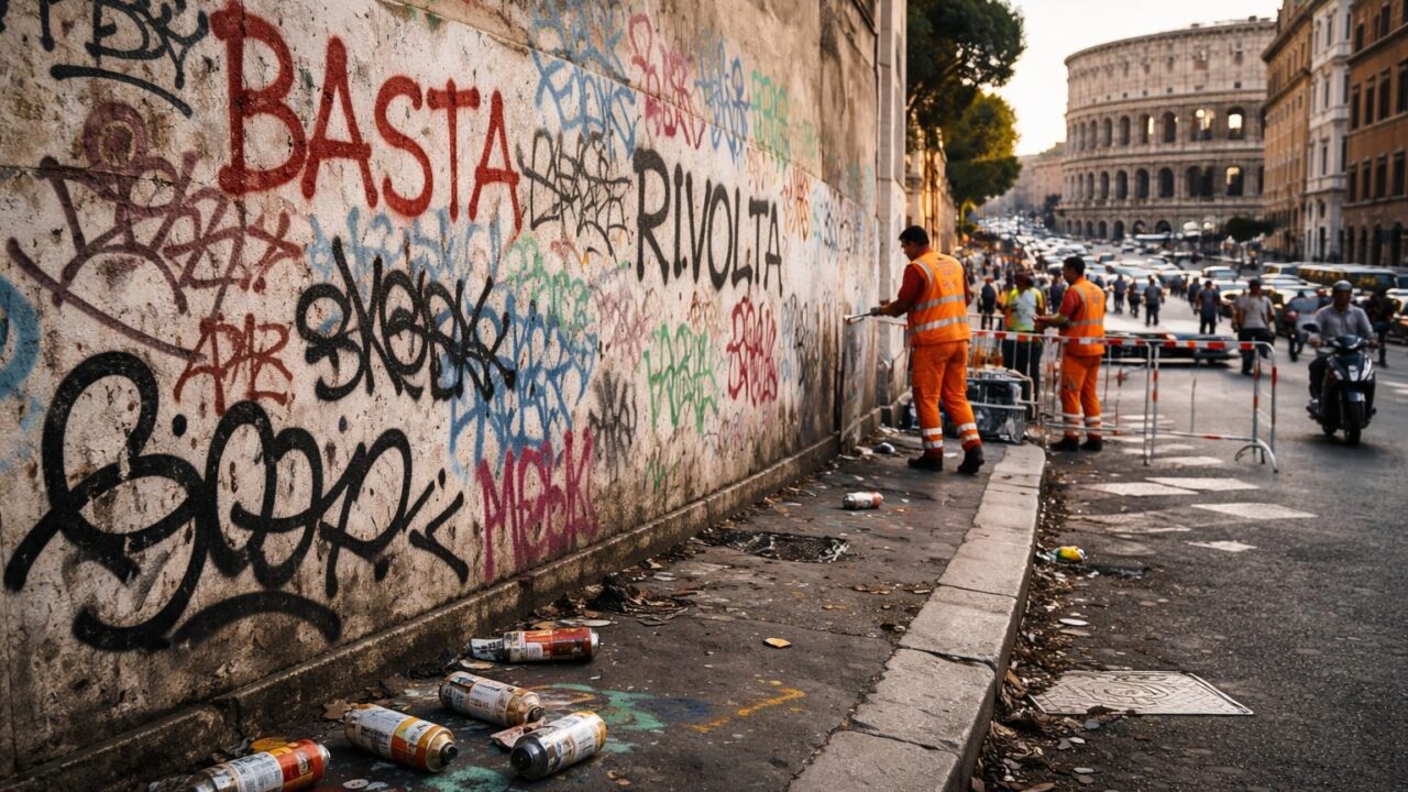 Roma sotto assedio: l’emergenza delle scritte sui muri e il costo per la comunità