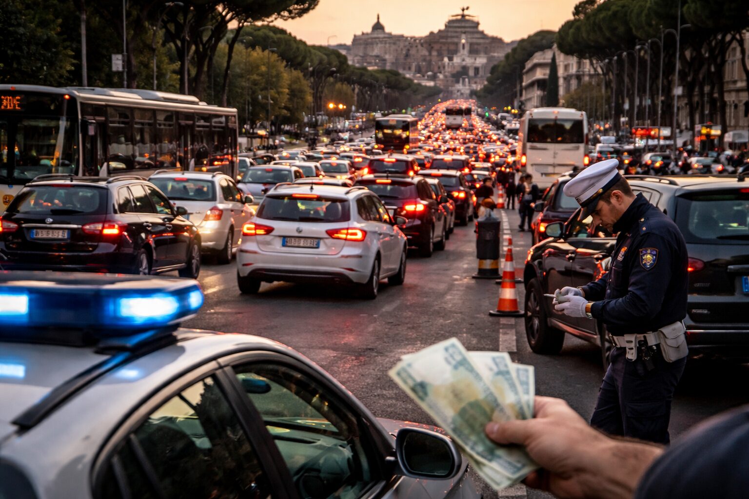 Sanzioni stradali a Roma: 10mila euro per il traffico fuori controllo