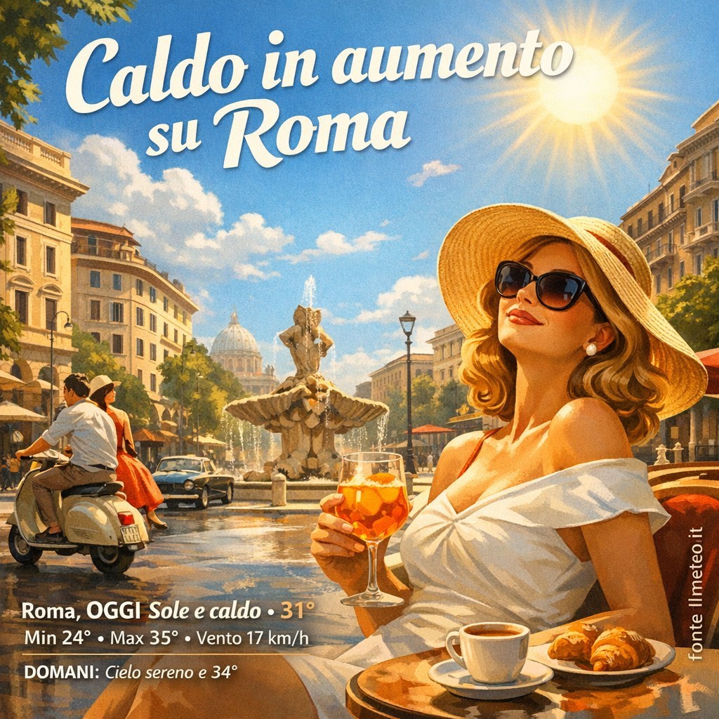 Meteo Roma, previsioni di oggi 23 Agosto 2026: sole e caldo