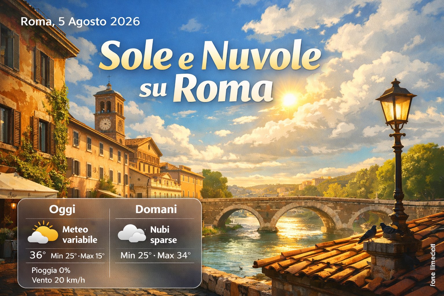 Meteo Roma, previsioni di oggi 5 Agosto 2026: meteo variabile