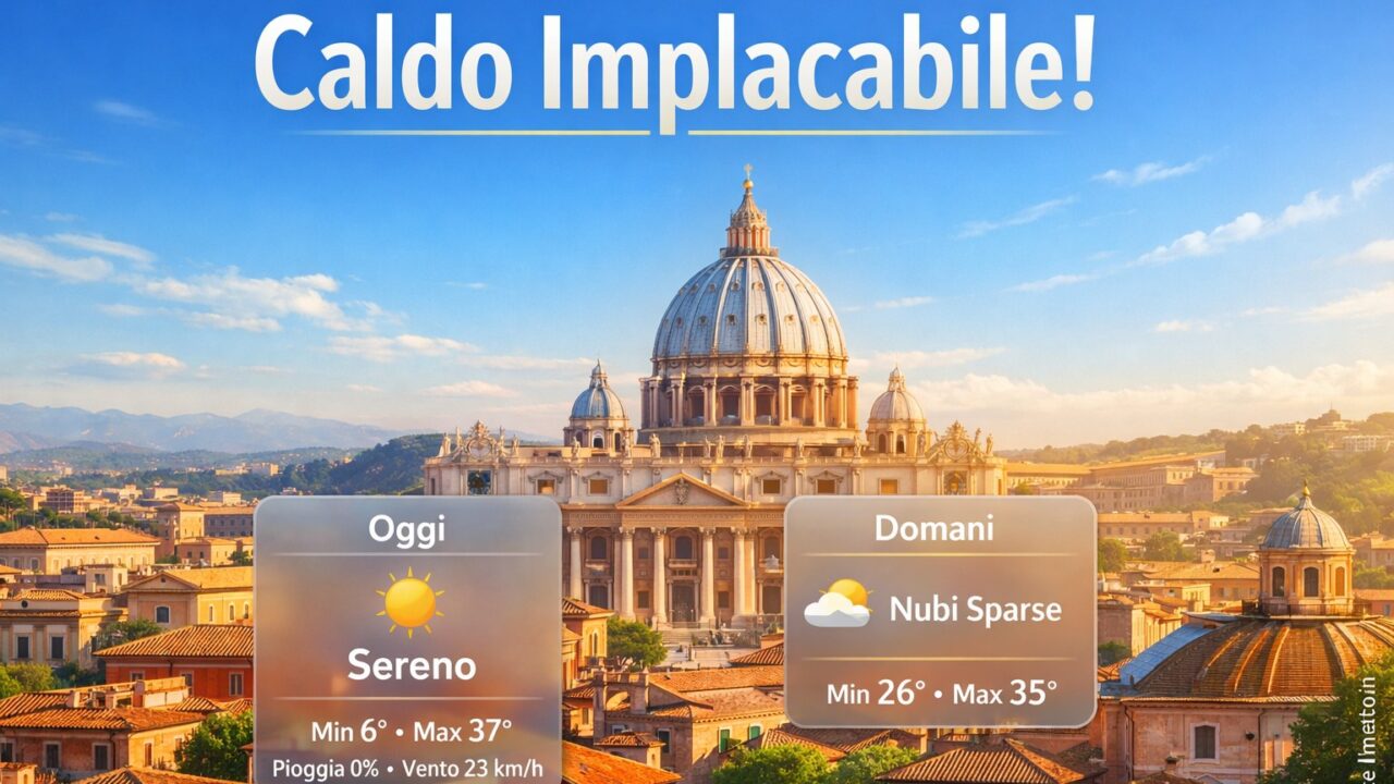 Meteo Roma, previsioni di oggi 6 Agosto 2026: sereno