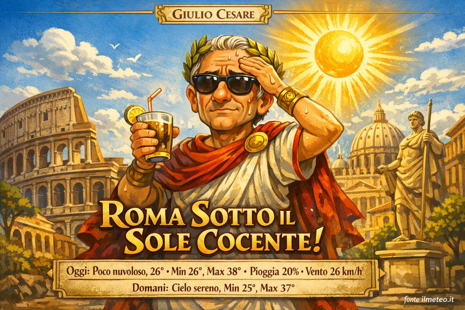 Meteo Roma, previsioni di oggi 10 Agosto 2026: poco nuvoloso