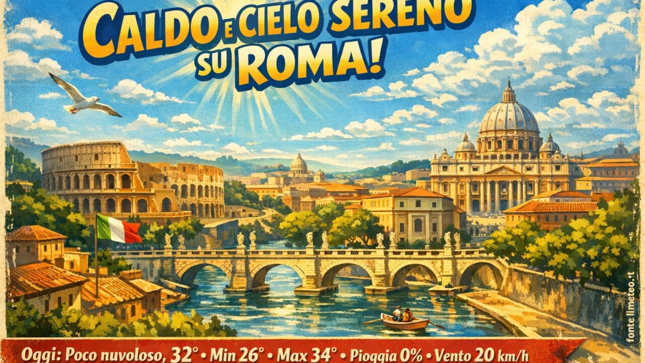 Meteo Roma, previsioni di oggi 16 Agosto 2026: poco nuvoloso