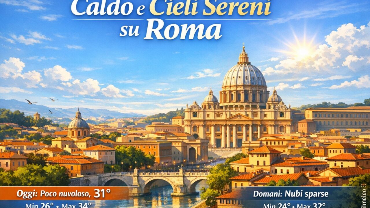 Meteo Roma, previsioni di oggi 19 Agosto 2026: poco nuvoloso