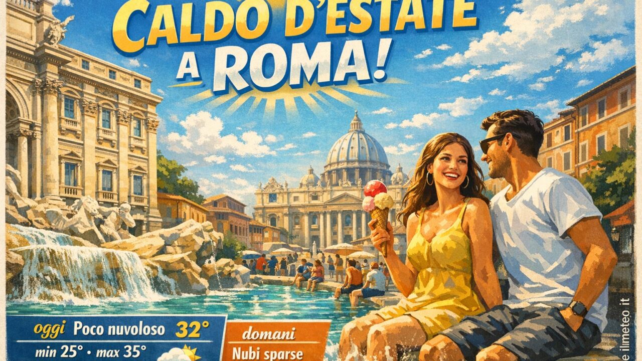 Meteo Roma, previsioni di oggi 24 Agosto 2026: poco nuvoloso